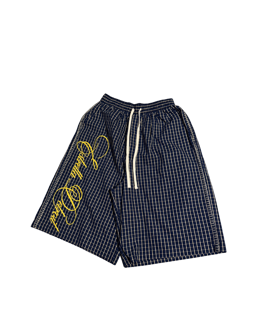 BLUE PLAID SCRIPT SHORTS
